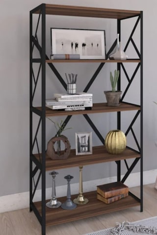 30 Cm 5 Raflı Metal Kitaplık Kitaplık Klasik 151 Cm Metal Kahverengi 5 Metal 60 Cm Kahverengi