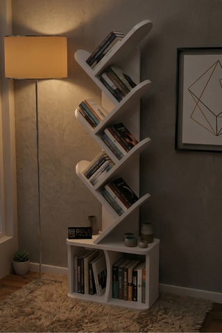 Yaprak Kitaplık Suntalam Beyaz 45x132 Çok Renkli