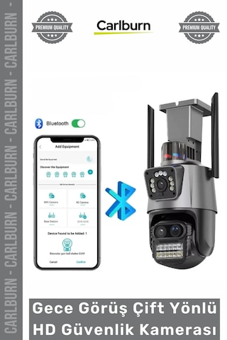 Kamera 3 Lens Wi Fi Gelişmiş Ip66 Dış Ortam Gece Görüş Çift Yönlü İletişim Hd Güvenlik Kamerası