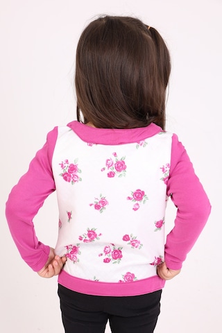 Toontoy Kids Toontoy Kız Bebek Hırka Çiçek Baskılı Mürdüm