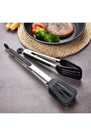 Jeemson Siyah Silikon Ve Paslanmaz Çelik Mutfak Makası, Ayaklı, 12 İnç 30.48 Cm , Barbekü Ve Yemek Hazırlama Aracı Çok Renkli