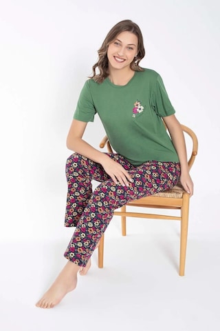 Senfoni Kadın Bisiklet Yaka Çiçek Desenli Pijama Takımı 6032 -1 Adet 001