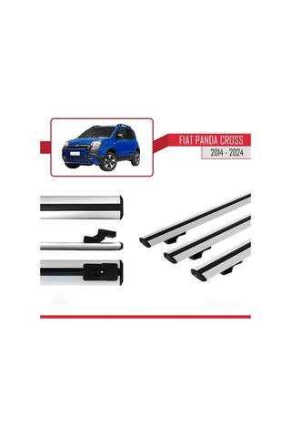 Fiat Panda Cross 2014 Ve Sonrası İle Uyumlu Basic Model Ara Atkı Tavan Barı Gri 3 Adet