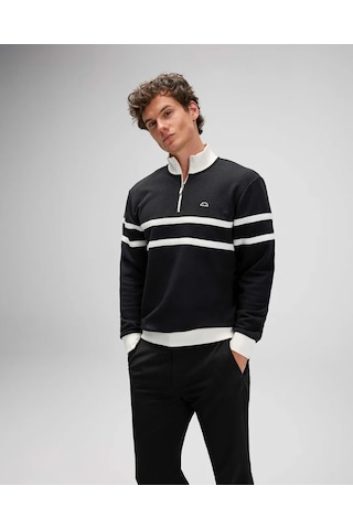 Ellesse Yarım Fermuarlı Erkek Sweatshirt Em619 Siyah