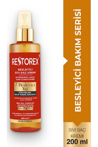 Restorex Besleyici Bakım Sıvı Saç Kremi 200 Ml - 7 Besleyici Yağ Göz Alıcı Parlaklık İpeksi Yumuşaklık