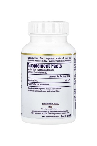 Takviye Paradise Herbs, Berberine, 500 Mg, 60 Vegetarian Capsules