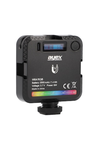 Ayex W64 Rgb Led Video Işığı Ayarlanabilir Parlaklık, Şarjlı