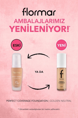 Flormar Perfect Coverage Yoğun Kapatıcı Su Bazlı Fondöten (Nötr Alt Ton) -121 Golden Natural -8682536058322