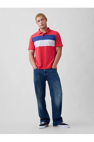 Gap V-stretch Pıque Polo - Novelty Mavi