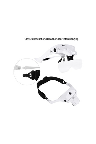 Geeksen 5 Lens 1.0x-3.5x Ayarlanabilir Başlıklı Şarj Edilebilir Usb Led Büyüteç Gözlük - 2 Led Işık