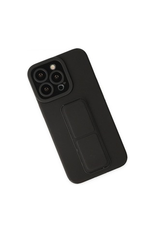 Apple, Uyumlu iPhone 13 Pro Kılıf Mega Standlı Silikon - Siyah