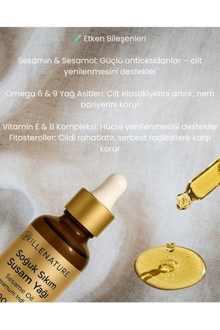 Villenature Soğuk Sıkım Susam Yağı Sesame Oil Sesamum Indicum 50 Ml