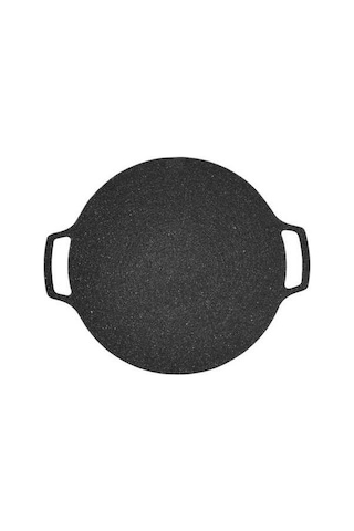 Ulzyvf Döküm Demir Tencere Tavası Siyah 35cm İndüksiyonlu Pişirme Alev Desenli Siyah