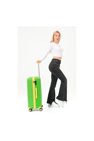 Keo-plus Yeşil-sarı Orta Boy Silikon Kırılmaz Pp Valiz Siyah