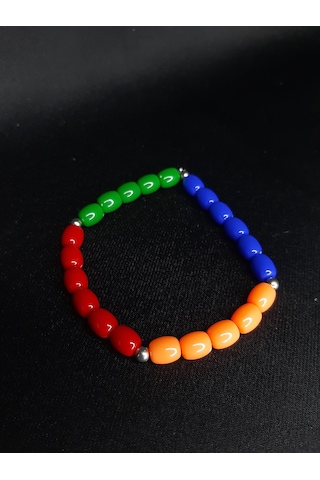 Mryart Renkli Boncuklu El Yapımı Unisex Bileklik Rainbow Tasarım Çok Renkli