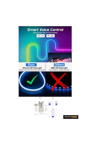 Piksel Neon Led 6x12mm 5 Metre Hazır Kumandalı Set/ Ip68 Koruma RGB
