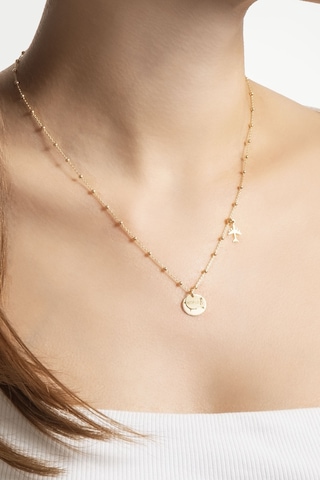 Manifest 18 Ayar Sarı Altın Kaplama 44 Cm Gümüş Kolye Sarı