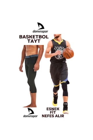 Basketbol Taytı 3/4 Siyah Tayt Siyah