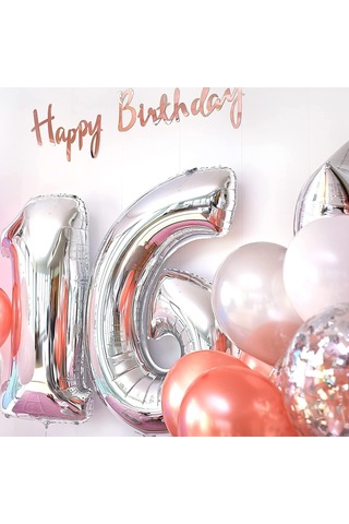 Brokoli Home 7 Numara Folyo Gold Balon, Folyo Altın Balon 100cm 4 Karışık Renkli