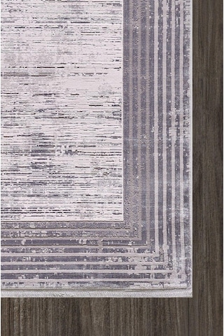 Artemis Halı Couture 00839e Gri Krem Çerçeve Desenli İpek Halı