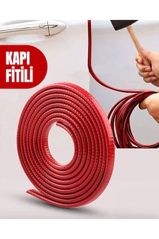 Oto Kapı Fitili, Çizilme Çarpmalarda Önleyici, Araç Kapı Koruyucu, 5 Metre Kırmızı