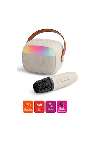 Polosmart Fs112 Mikrofonlu Rgb Led Aydınlatmalı Bluetooth 5.4 Karaoke Set
