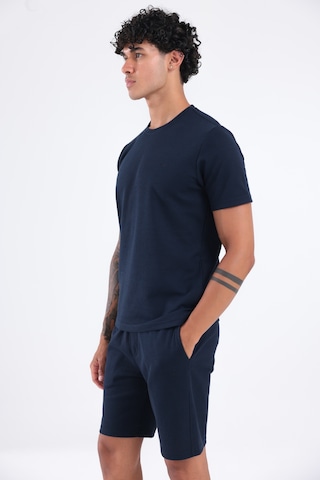 Rowinger Waffle Dokulu Nakış Logo Detaylı Oversize Erkek T-shirt Navyblue
