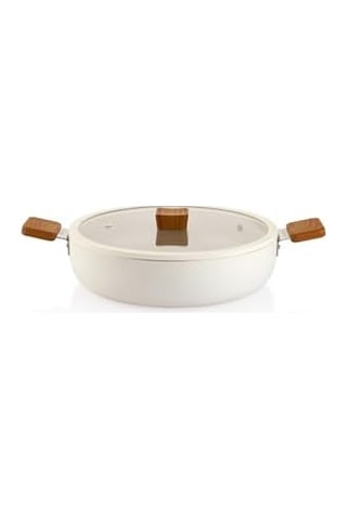 Ceramoni Seramik Basık Tencere 30 Cm-krem Diğer
