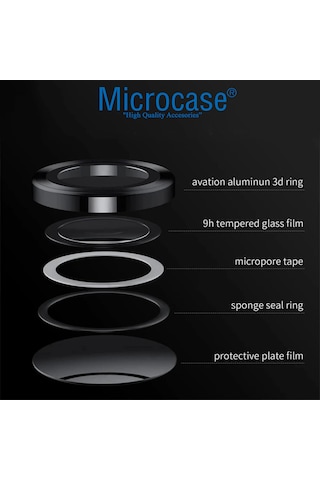 Microcase Huawei Pura 70 Ultra Kamera Camı Lens Koruyucu Halka Set - Al8114 Siyah