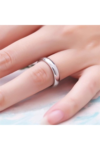 Gümüş Moda Paslanmaz Çelik Çift Yüzük Kadınlar İçin Basit Pürüzsüz Gül Altın Çelik Yüzükler 11 Gümüş