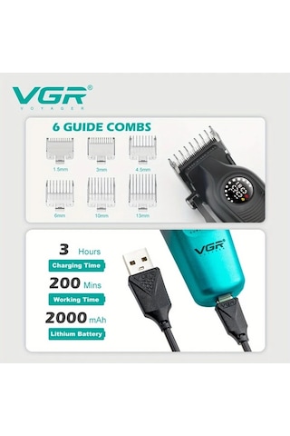 Chuangyinshop Vgr V 196 Erkek Sarj Edilebilir Sac Kesme Makinesi Sakal Burun Vucut Tiras Seti Hediye