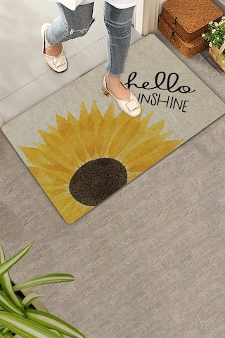 Valerine Life Günebakan Ay Çiçeği Merhaba Yaz Temalı Welcome Hoş Geldiniz Kapı Önü Paspası 45x70cm Sarı