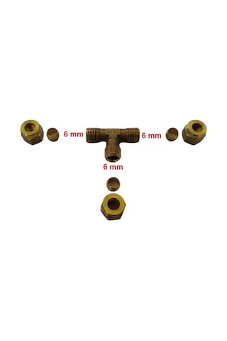 Bakır Boru Birleştirme T Aparatı 6 Lık (6x6x6mm)