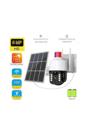 Qasul 5mp Kablosuz Kamera, Güvenlik İçin Güneş Enerjili Panel S