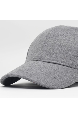 Şapkadan Unisex Gri Kaşe Kumaş Kışlık Kep Şapka 45645dr57011