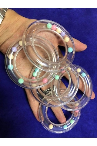 Şeffaf Plastik Bebek Çıngırak 80mm - Bebe Çıngırağı Çok Renkli