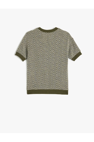 Koton Bisiklet Yaka Kısa Kollu Oversize Sweatshirt Yeşil Desenli 5skb10366tk Yeşil Desenli Yeşil
