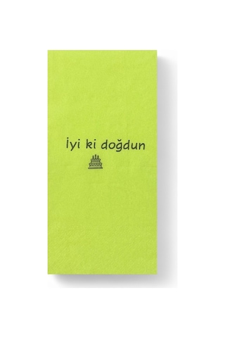 Renkli Peçete İyi Ki Doğdun Baskılı Yeşil 1 Adet