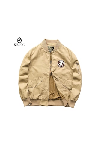 Erkek Sonbahar/kış Günlük Bomber Ceket Açık Kahverengi