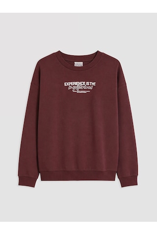 LC Waikiki Lcw Kids Bordo Baskılı Erkek Çocuk Sweatshirt
