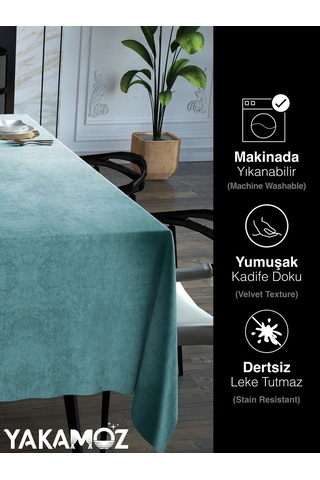Nil Yeşili Kadife Dokulu Masa Örtüsü Dertsiz Velvet Touch Serisi Nil Yeşili