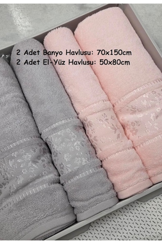 Özdilek Best Hamam Seti, Banyo Havlu Takımı-camellia Gri Pudra Gri - Pudra