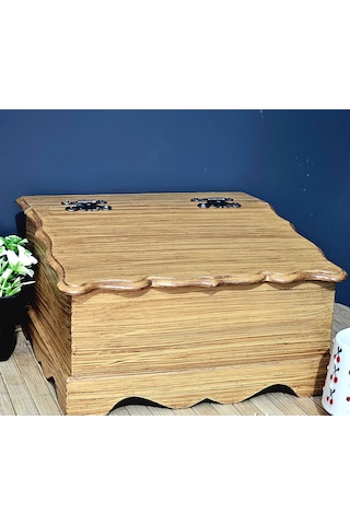 Mutfak Çay Kahve Kutusu Rustik Bambu Eskitme Sandık Kapaklı Kutu
