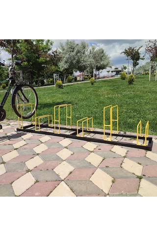 Bisiklet Park Demiri Bisiklet Park Yeri Metal Park Alanı 6 Lı Sarı - Siyah