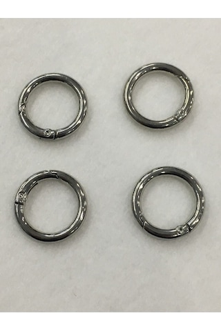 Karantuhafiye Çanta Halkası Yuvarlak Yaylı Klips 2 Cm 4 Lü Set Gümüş Gümüş
