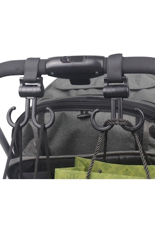 Zmc Bilişim 2li Bebek Arabasına Uyumlu Cırtlı Eşya Taşıma Aparatı 360 Derece Dönebilen Plastik Kanca Çok Renkli