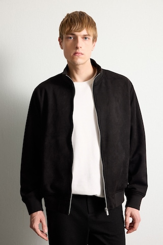 Defacto Ultra Yumuşak Slim Fit Dik Yaka Astarlı Fermuarlı Cepli Süet Mevsimlik Mont D1524ax26aubk27 Siyah-bk27