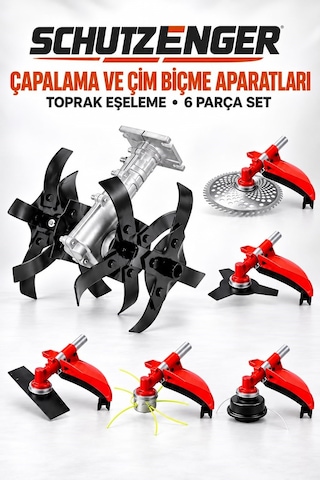 Schutzenger Hp-97 Benzinli Ot Çalı Çim Biçme Makinesi Çapalama Aparatı 6 Başlık Tırpan Motoru Bahçe Eşeleme