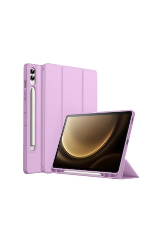 Samsung Galaxy Uyumlu Tab S9 Fe Plus X610 12.4 İnç Kılıf Premium Silikon Kalem Bölmeli Smart Case Kapaklı Kılıf