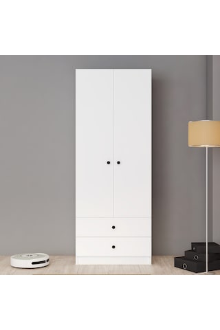 Ferniso Mobilya 2 Kapılı 2 Çekmeceli Gardolap Beyaz